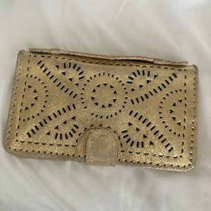 CLEOBELLA, Distressed Metallic Gold Wallet, Mexicana